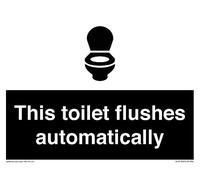 Cartello "This toilet flushes automatically sign", 200 x 150 mm, formato A5L