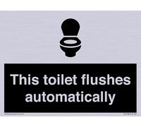 Cartello "This toilet flushes automatically sign", 200 x 150 mm, formato A5L