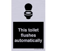 Cartello "This toilet flushes automatically sign", 50 x 75 mm, A8P