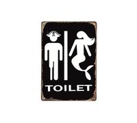 Cartello toilette Targa for WC pirata e sirena, retro in metallo, in, classico, vintage, da appendere alla parete, for la decorazione della casa del ristorante bar per Hotel Ristorante(40x30.0cm)