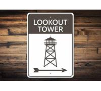 Cartello Torre Lookout, Decorazione Torre Lookout, Sign for Lookut, Torre di guardia, Torre per Guardare 30,5 x 40,6 cm Targa in latta
