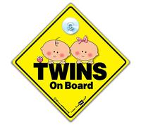 Cartello "Twins On Board" con scritta "Baby On Board" e "Baby On Board" (lingua italiana non garantita), cartello per auto progettato per lasciare che altri utenti della strada Baby is in The Car, 14
