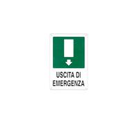 CARTELLO USCITA EMERGENZA GIU' 20x 30 ALLUMINIO [TARGOTIMBRI ]