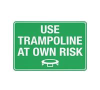 Cartello "Use Trampoline At Own Risk", 20,3 x 30,5 cm, rivestimento riflettente in alluminio antiruggine, resistente alle intemperie, impermeabile, facile da montare