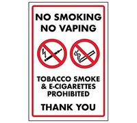 Cartello "V Safety No Smoking No Vaping/Tobacco Smoke & E-Sigarettes" - 150 mm x 200 mm - Plastica rigida