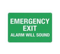 Cartello verde con scritta "Emergency Exit Alarm Will Sound", 20,3 x 30,5 cm, rivestimento riflettente in alluminio antiruggine, resistente alle intemperie, impermeabile, facile da montare