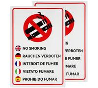 Cartello vietato fumare, 2 pezzi, adesivi alternativi 30 x 20 cm, in plastica PVC, con autoadesivo, resistente ai raggi UV, per interni ed esterni