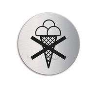 Cartello - Vietato gelato | Targhette Targa acciaio inox Ø 75 mm autoadesivo | Ofform Design Originale No.8491