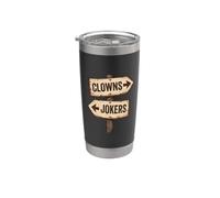 Cartello vintage con freccia in legno con pagliacci e jolly Bicchiere termico in acciaio inox doppia parete
