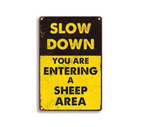Cartello vintage in alluminio con scritta "Slow Down You Are Entering A Sheep Area For Garage Man Cave Bar Home Sign Wall Decor 20,3 x 30,5 cm