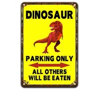 Cartello vintage in latta con dinosauro Parking Only All Others Will Be Eaten, poster da parete retrò con scritta in lingua inglese "Warning Iron Painting Warning" per casa, camera, fattoria, giardino