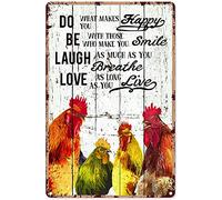 Cartello vintage in metallo colorato con gallo fare ciò che ti rende felice amore finché vivi, cartello decorativo in metallo latta cartello in alluminio poster retrò in metallo per cortile, casa