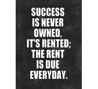 Cartello vintage in metallo con la scritta "Il successo non si possiede mai, si affitta; l'affitto è dovuto ogni giorno". Decorazione murale retrò, dipinto su ferro per casa, cucina, bar, pub, targa