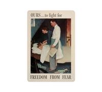 Cartello vintage in metallo con la scritta "Libertà dalla paura", 12x8 pollici - Poster della seconda guerra mondiale di Norman Rockwell sulle quattro libertà, arte murale patriottica americana per ca