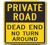 Cartello vintage in metallo con scritta in lingua inglese "Private Road Dead End No Turn Around", per interni ed esterni, da appendere