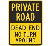 Cartello vintage in metallo con scritta in lingua inglese "Private Road Dead End No Turn Around", per interni ed esterni, da appendere