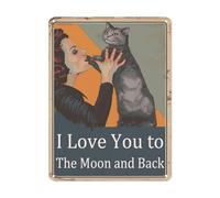 Cartello vintage in metallo con scritta "Ti amo fino alla luna e ritorno" per la decorazione da parete della stanza, cartello retrò per casa, ufficio, club, caffetteria, bar, bagno, poster, decorazion