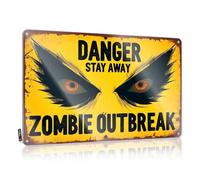 Cartello vintage in metallo con scritta "Zombie Outbreak: Danger, Stay Away ", per Garage Man Cave Rules (20 x 30 cm)