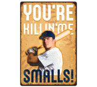 Cartello vintage in metallo da 8x12 pollici, cartello retrò in ferro con ragazzo che gioca a baseball, aspetto arrugginito, mi stai uccidendo, piccolo poster per casa, ufficio, cucina, bar, caffetter