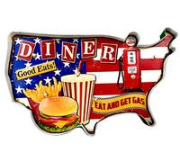 Cartello Vintage in Metallo, Luminoso, per Artigianato, Accessori per la Decorazione della casa, Stile retrò (American Diner)