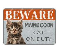 Cartello Warning Maine Coon On Duty Warning Cartelli Parete Decorazioni Per Casa Toilette Pub Dormitorio M
