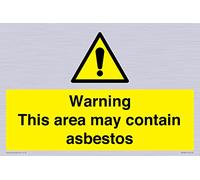Cartello "Warning This area may contain asbestos", 300 x 200 mm, formato A4L