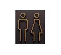 Cartello WC Cartello for bagno in acrilico 3D 1 pezzo, unisex - Nero e dorato, facile da montare sulla porta for hotel B&, materiale plastico(Color-3)