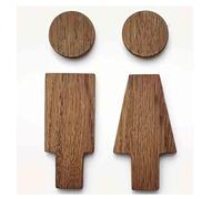 Cartello WC in legno for uomini e donne, faggio, noce, 16,1 x 4,1 cm, 2 pezzi(Walnut)