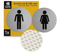 Cartello "WC Ladies Gents", 2 pz, Ø 100 mm, design 3, cartello in alluminio spesso 0,8 mm, cartello adesivo, cartello per porta del WC per interni ed esterni, cartello per WC ospiti, cartello per WC