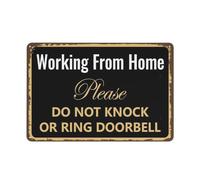 Cartello "Working from Home" - Do Not Knock or Ring Doorbell - Work From Home Must Have Office Door Sign personalizzato metallo latta segno stampa elegante poster decorazione per casa camera da letto