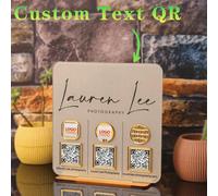 Cartellonistica personalizzata con codice QR per attività, social media, pagamenti, logo personalizzato, metodi di pagamento e social media, supporto espositivo in acrilico personalizzato per codice Q