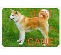 CartelloTarga "ATTENTI AL CANE" da Cancello AKITA INU cm 30 x 21,5