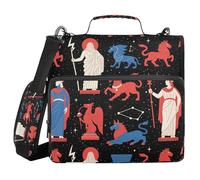 Cartera portfolio portatile con 3 anelli da 3,8 cm con tracolla e manico per il giorno dell'indipendenza blu bianco rosso include tasca con cerniera per la scuola