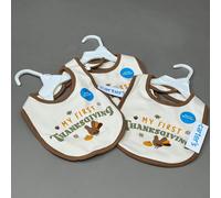 CARTER'S (3 Confezione) My First Thanksgiving Bib Acqua Resistente Uno Size Ivy