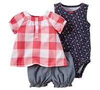 Carter's Baby Girls' 3 Piece Diaper Cover Set 121g385, Red Gingham, 18 Months