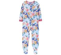 Carter's Big Girls Footed Microfleece PJ's Sleeper Pajamas, Lt Blue Floral, 7