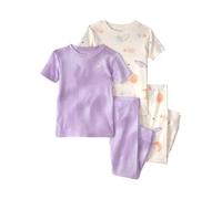 Carter's Set pigiama da ragazza, 4 pezzi, a maniche lunghe, vestibilità aderente con morbido cotone traspirante, scollo rotondo, comodo essenziale per il sonno quotidiano, Assortiti, 5-6 anni