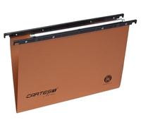 Cartesio® by Bertesi, Cartelle Sospese per Cassetti interasse 39÷39,8 cm, Portaetichette Lenticolare già Montato, Fondo a V, Confezione da 25 p.zi, Colore Arancio, Codice 100/395 -A2