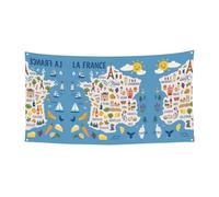 Cartina della Francia con icone Decorat Stampa Hanging Halloween Party Banner per le vacanze, confezione da 1 'ideale per Halloween Natale raduni