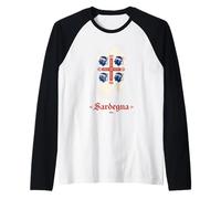 Cartina della Sardegna Quattro Mori Sardegna Italia Pride Design Maglia con Maniche Raglan