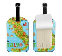 Cartina dell'Italia con icone del cibo, 10,9 x 7 cm, etichette carine eleganti per valigie, accessori da viaggio eleganti