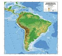 CARTINA GEOGRAFICA AMERICA MERIDIONALE BIFACCIALE SUD AMERICA FISICA POLITICA 100X140 CM CARTINA