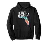 Cartina I Love Florida, motivo: palma a coccodrillo Felpa con Cappuccio