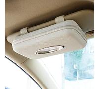 Cartisen Porta fazzoletti per auto, porta fazzoletti per aletta parasole, porta tovaglioli con cerniera, in pelle PU per sedile posteriore auto, veicolo (beige)