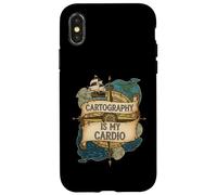 Cartography Is My Cardio Funny Map Lover Geographer Custodia per iPhone X/XS