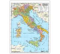 Cartoleria Manzoni di Lo Monaco Rosaria Sas Cartina ITALIA fisica-politica 30x42 A3 AGENDEPOINT.IT® plastificata lucida per uso scolastico