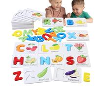 Cartolina abbinata di lettere in legno, gioco di carte assortite con l'alfabeto, giocattolo di parola alfabeto, le lettere di cognizione della frutta bloccano i giocattoli ortografici da 3 a 6 anni
