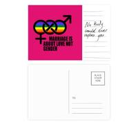 Cartolina con scritta "Marriage Is About Love Not Gender" (lingua italiana non garantita)