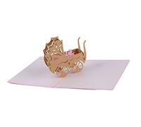 Cartolina d'auguri 3D per compleanno, fatta a mano, colore rosa