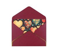 Cartolina d'auguri orizzontale con cuori colorati rosso scuro progettato con cura facile da trasportare adatto a vari festival
